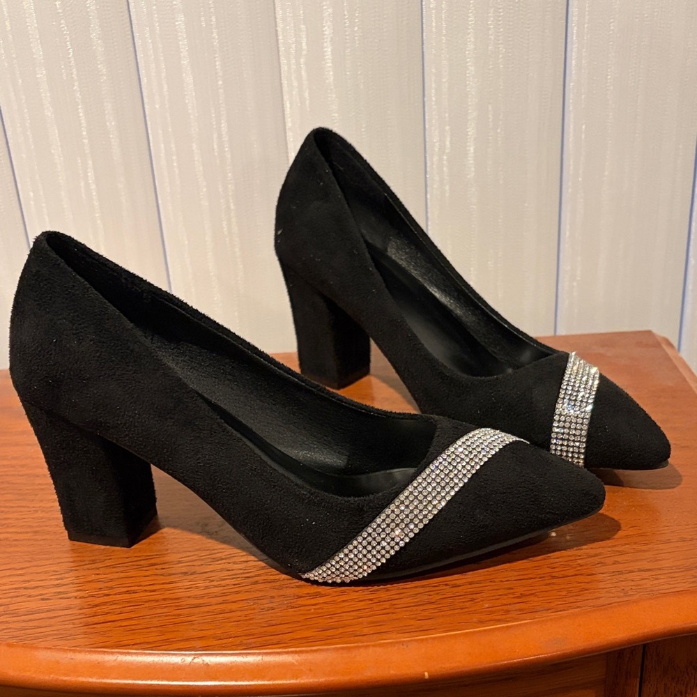 SHEIN Black Heels with Sparkling Detail